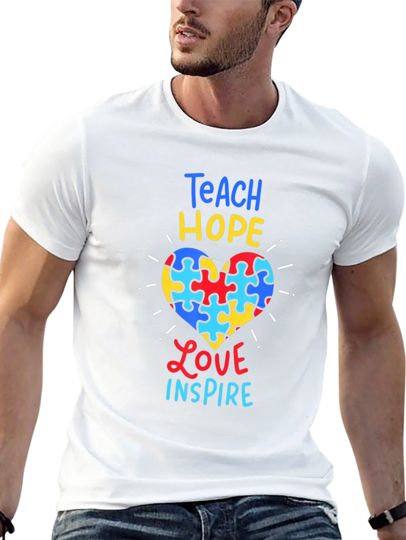 Autism Awareness Teach Hope Love Inspire T-Shirt