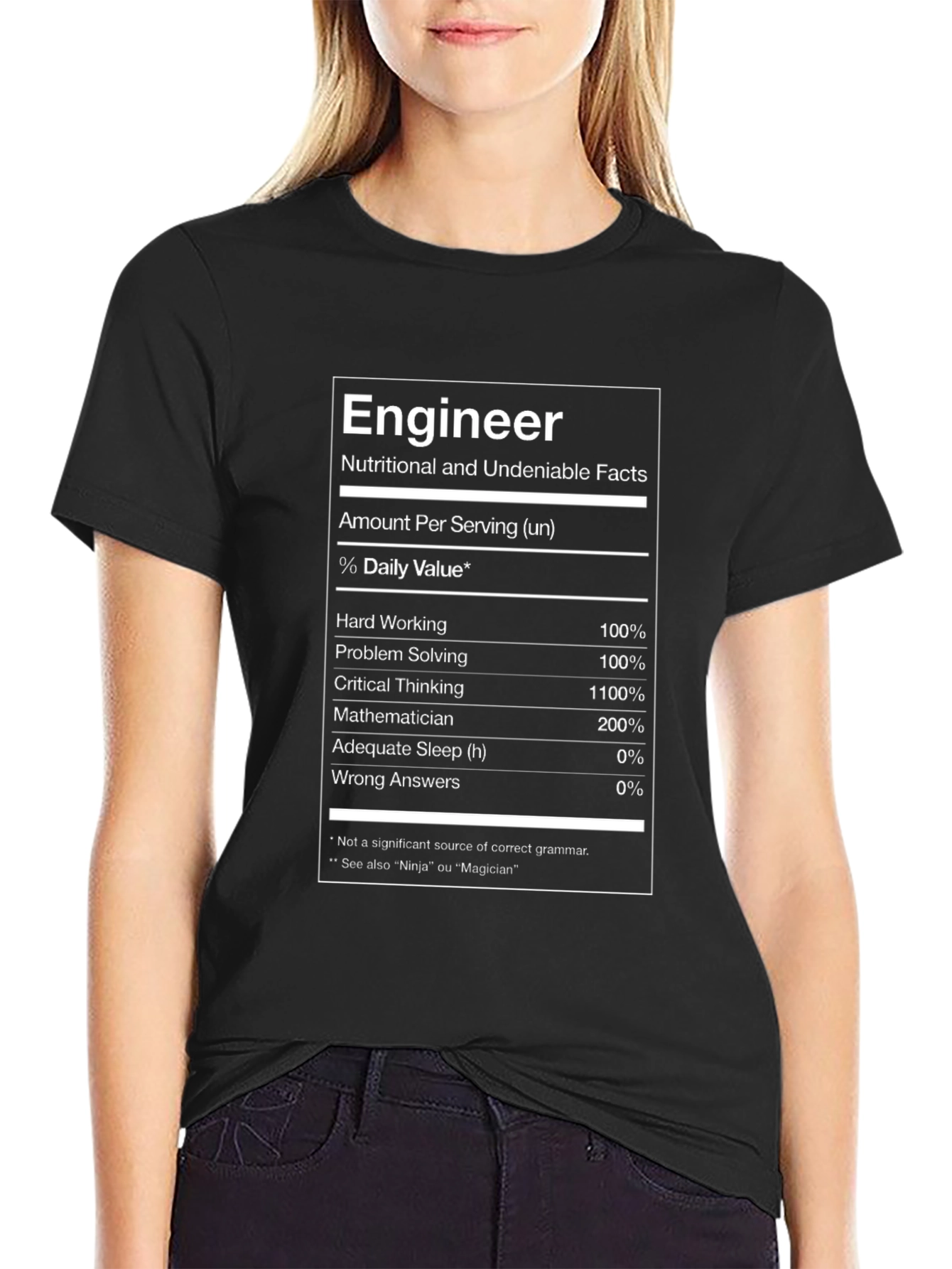 Engineer Nutritional Facts Black T-Shirt