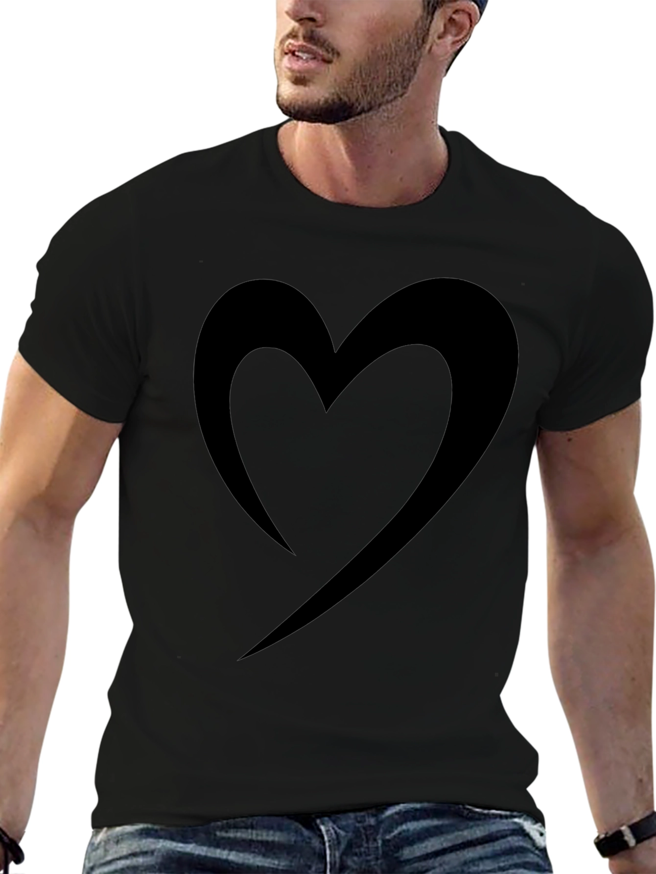 Stylish Black Heart Graphic Tee - Casual Comfort