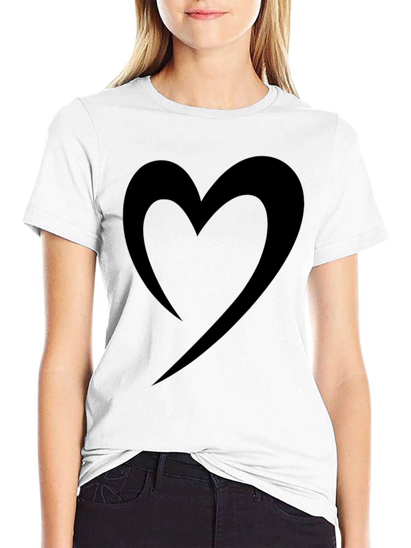 Stylish Black Heart Graphic Tee - Casual Comfort