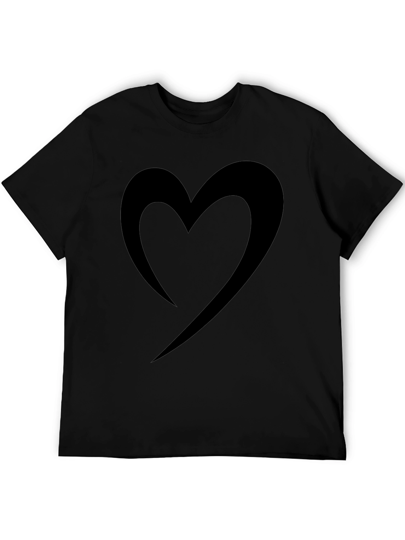 Stylish Black Heart Graphic Tee - Casual Comfort