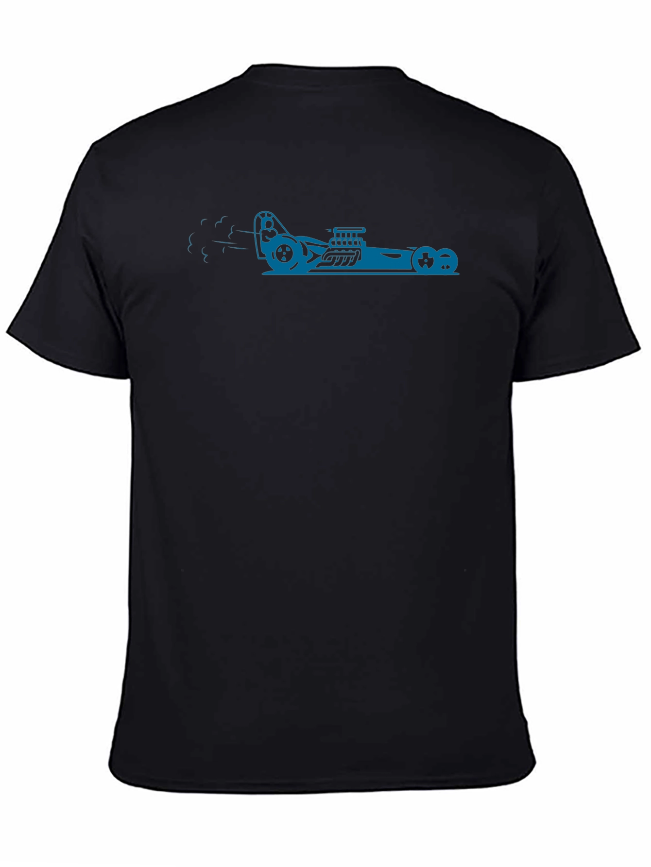 Black Tee with Blue Hot Rod Graphic