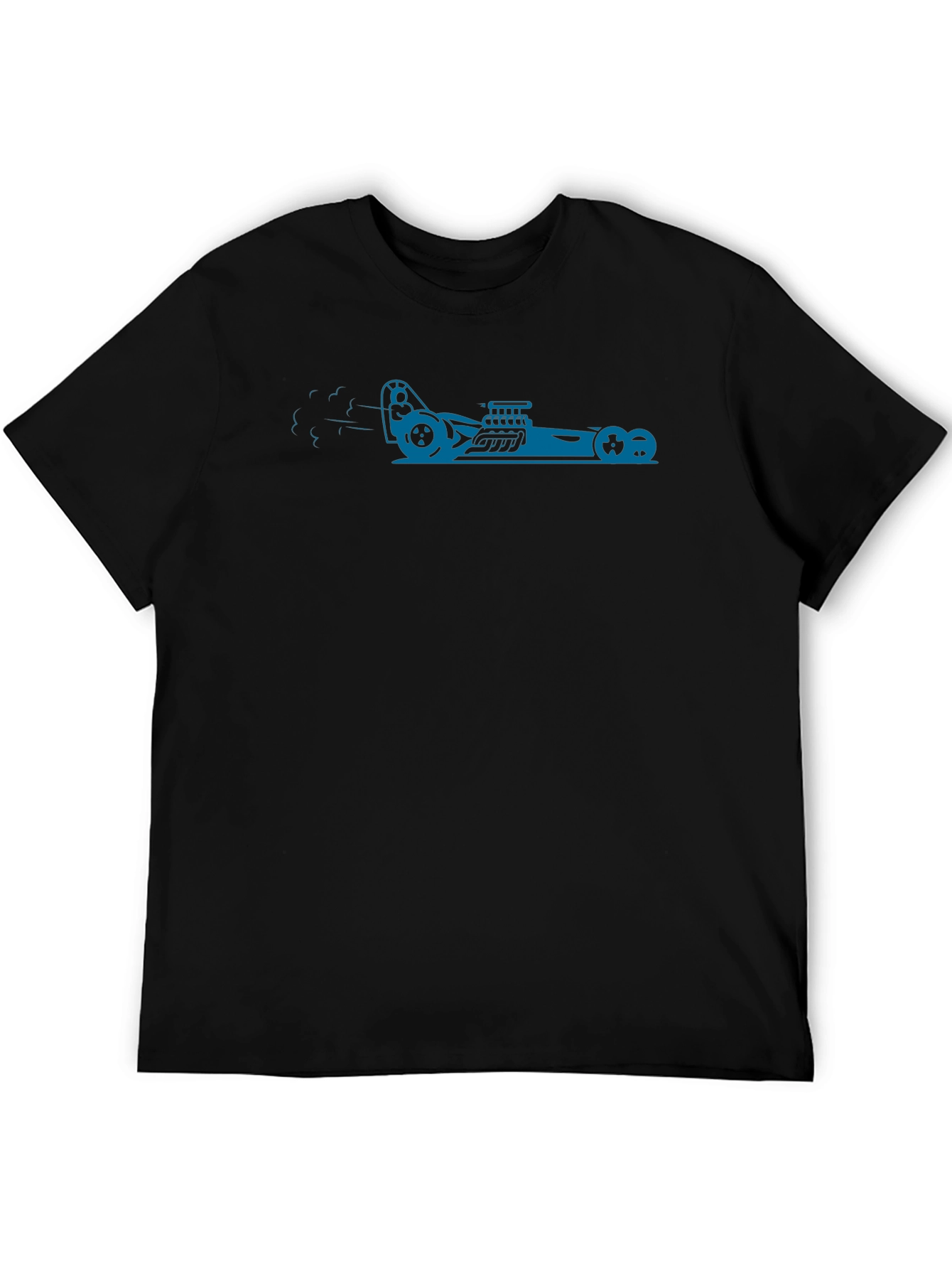 Black Tee with Blue Hot Rod Graphic