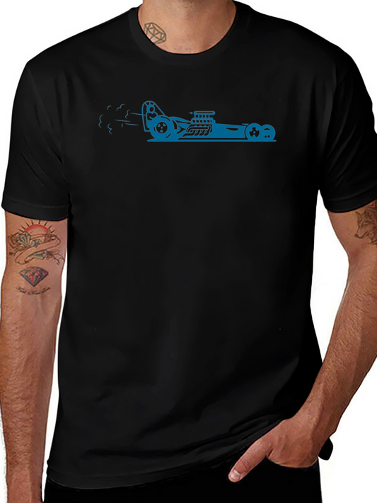 Black Tee with Blue Hot Rod Graphic