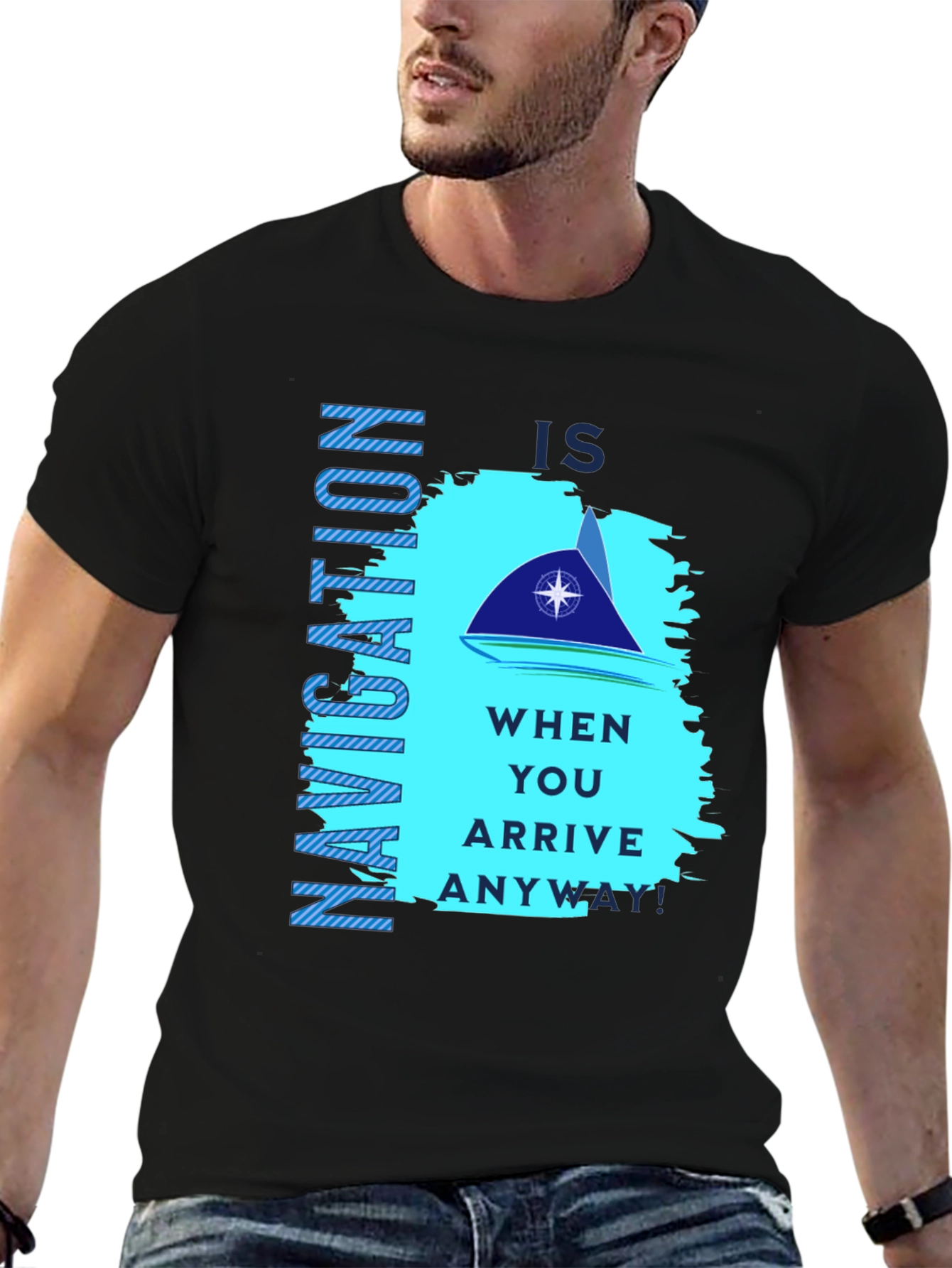 Navigation Graphic Print Black T-Shirt