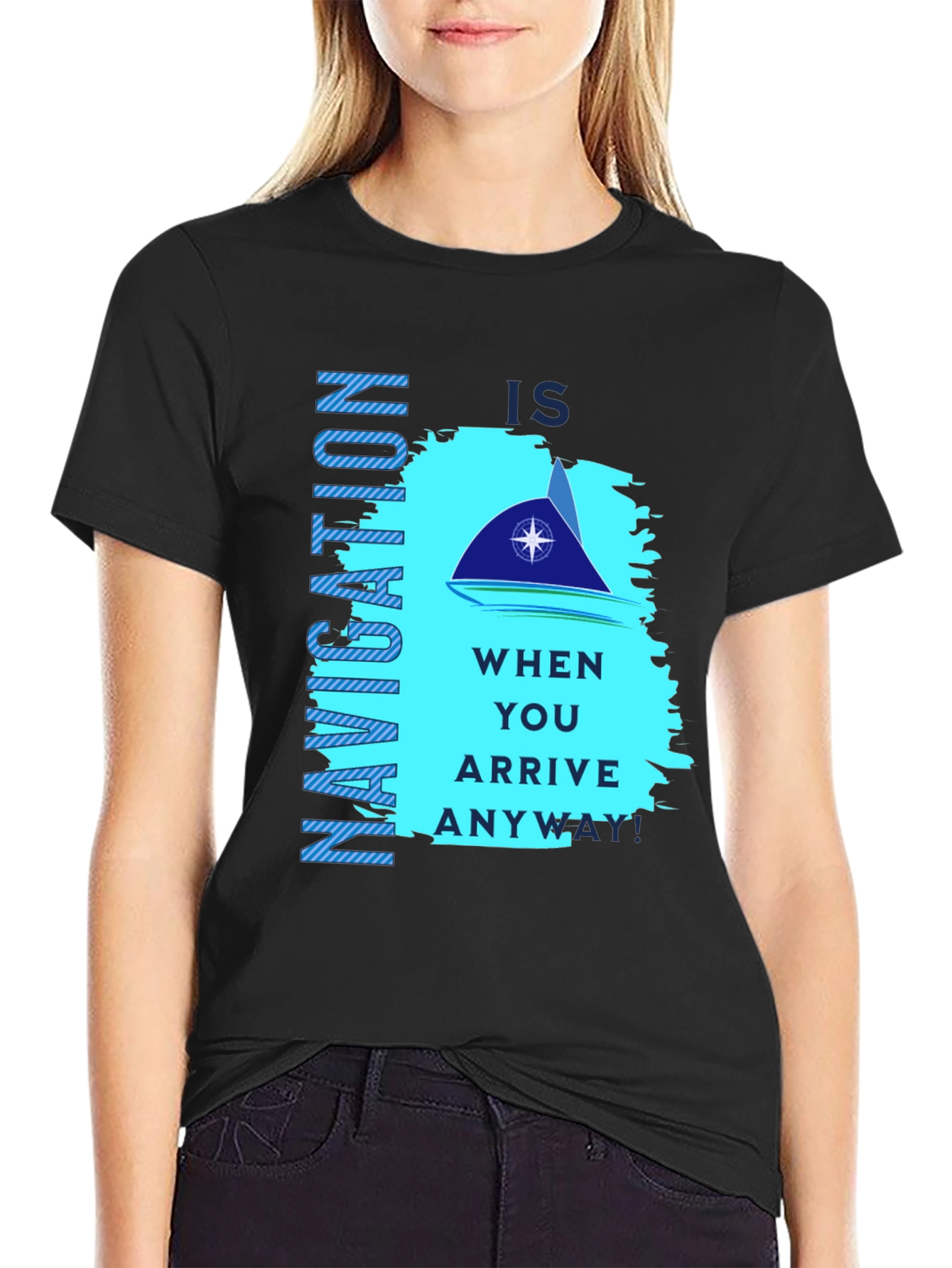 Navigation Graphic Print Black T-Shirt