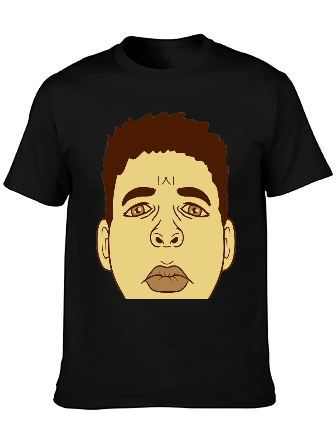 Cartoon Face Graphic Black T-Shirt