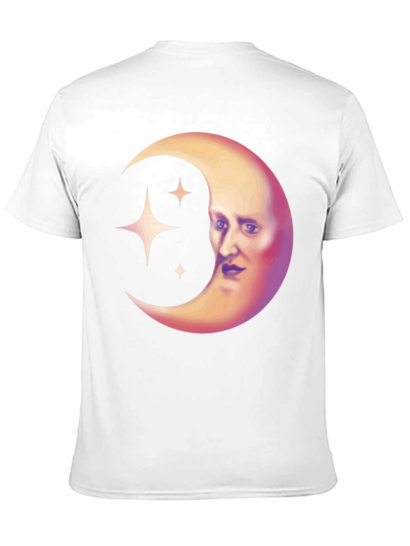 Celestial Moon Face Graphic Tee - Unique Design
