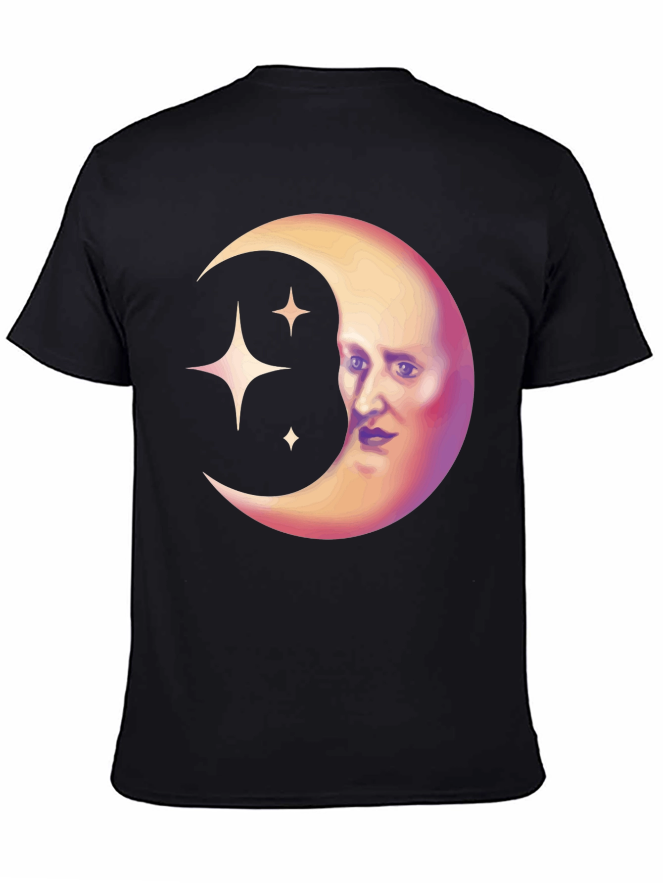 Celestial Moon Face Graphic Tee - Unique Design