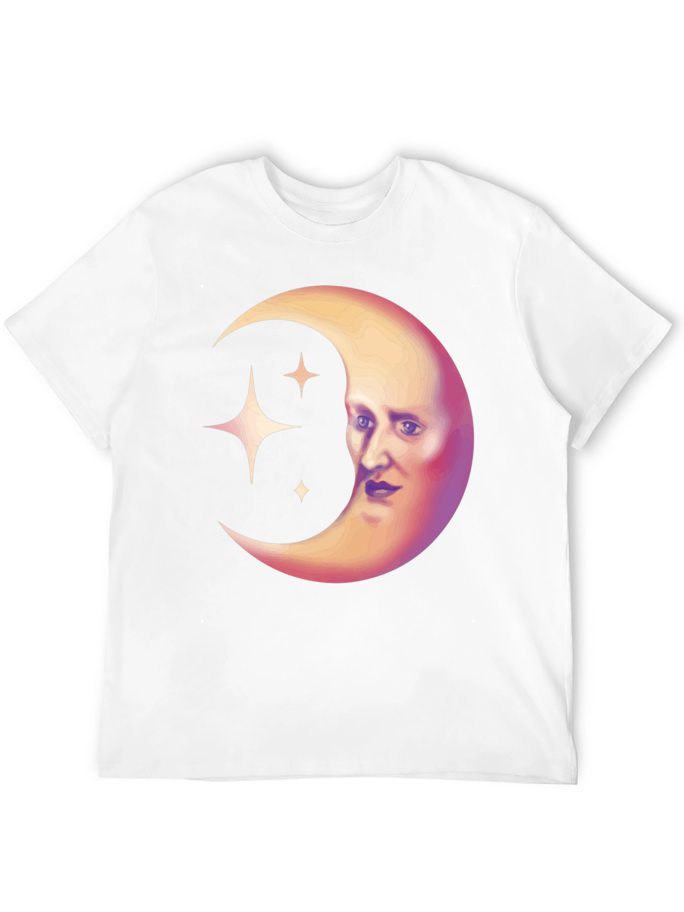 Celestial Moon Face Graphic Tee - Unique Design