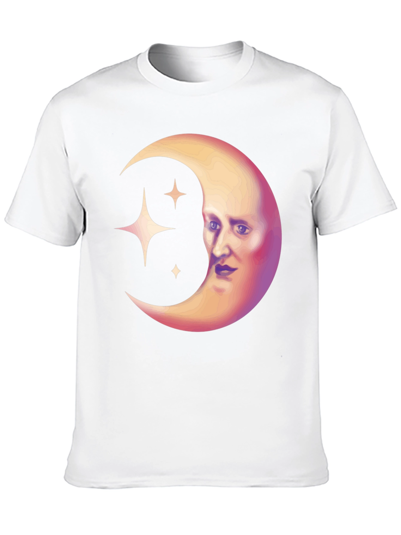 Celestial Moon Face Graphic Tee - Unique Design
