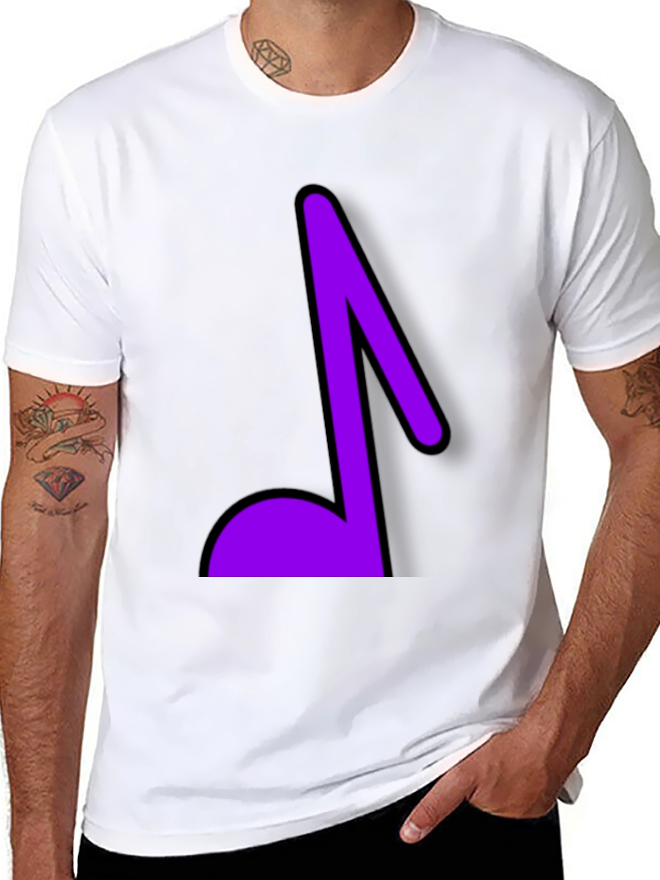 Musical Note Graphic Tee - Black Cotton T-Shirt