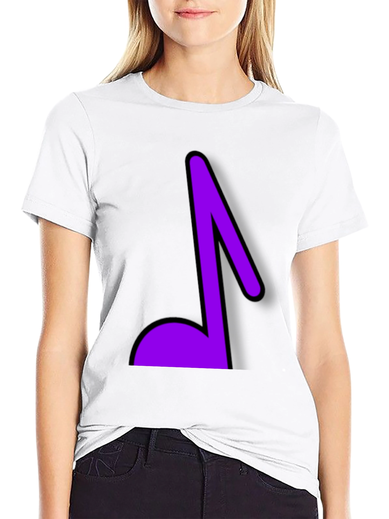 Musical Note Graphic Tee - Black Cotton T-Shirt