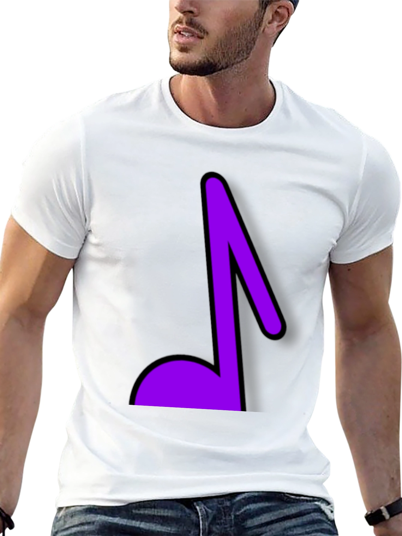 Musical Note Graphic Tee - Black Cotton T-Shirt