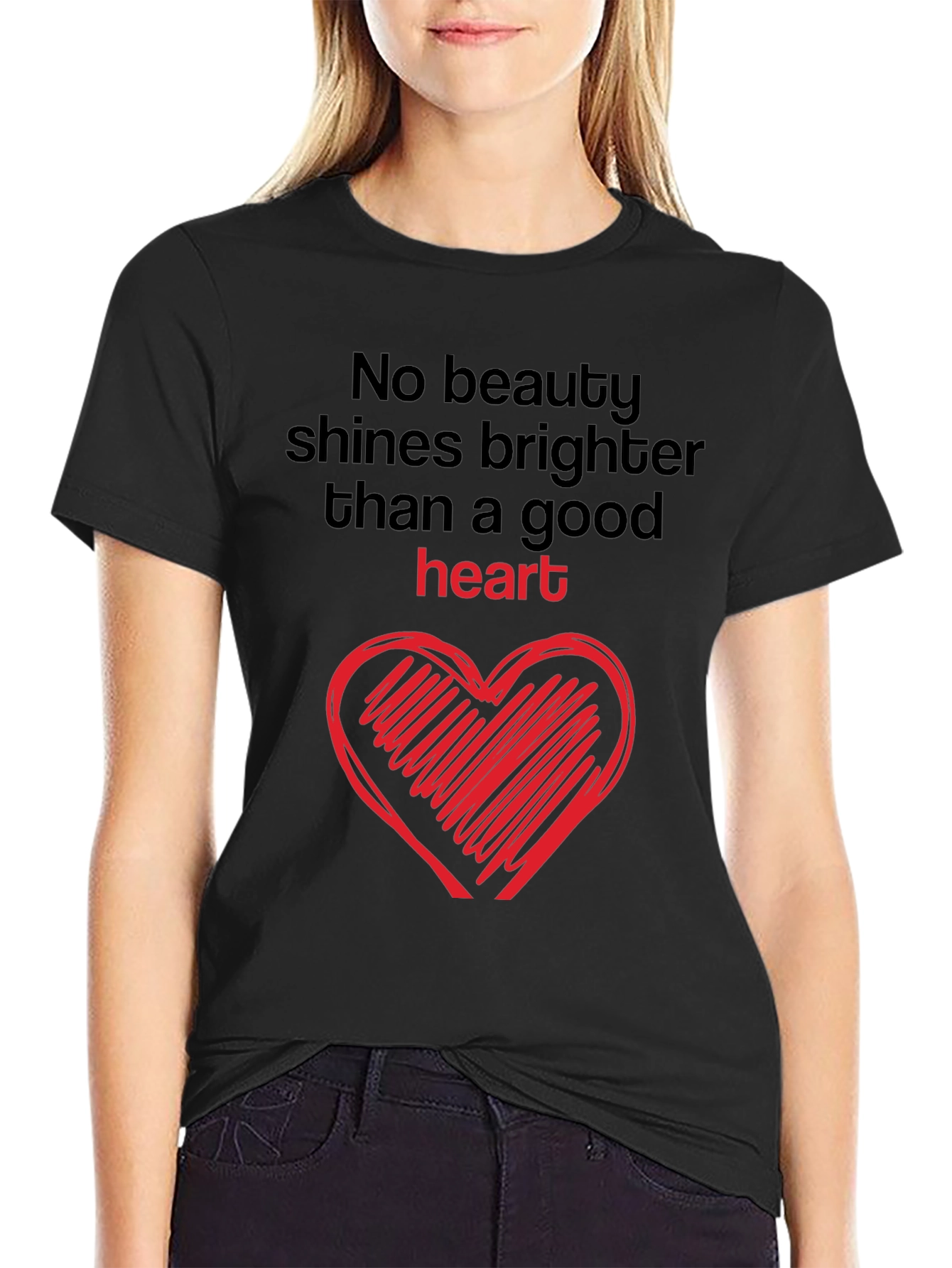 Good Heart Graphic Tee - Black Crew Neck
