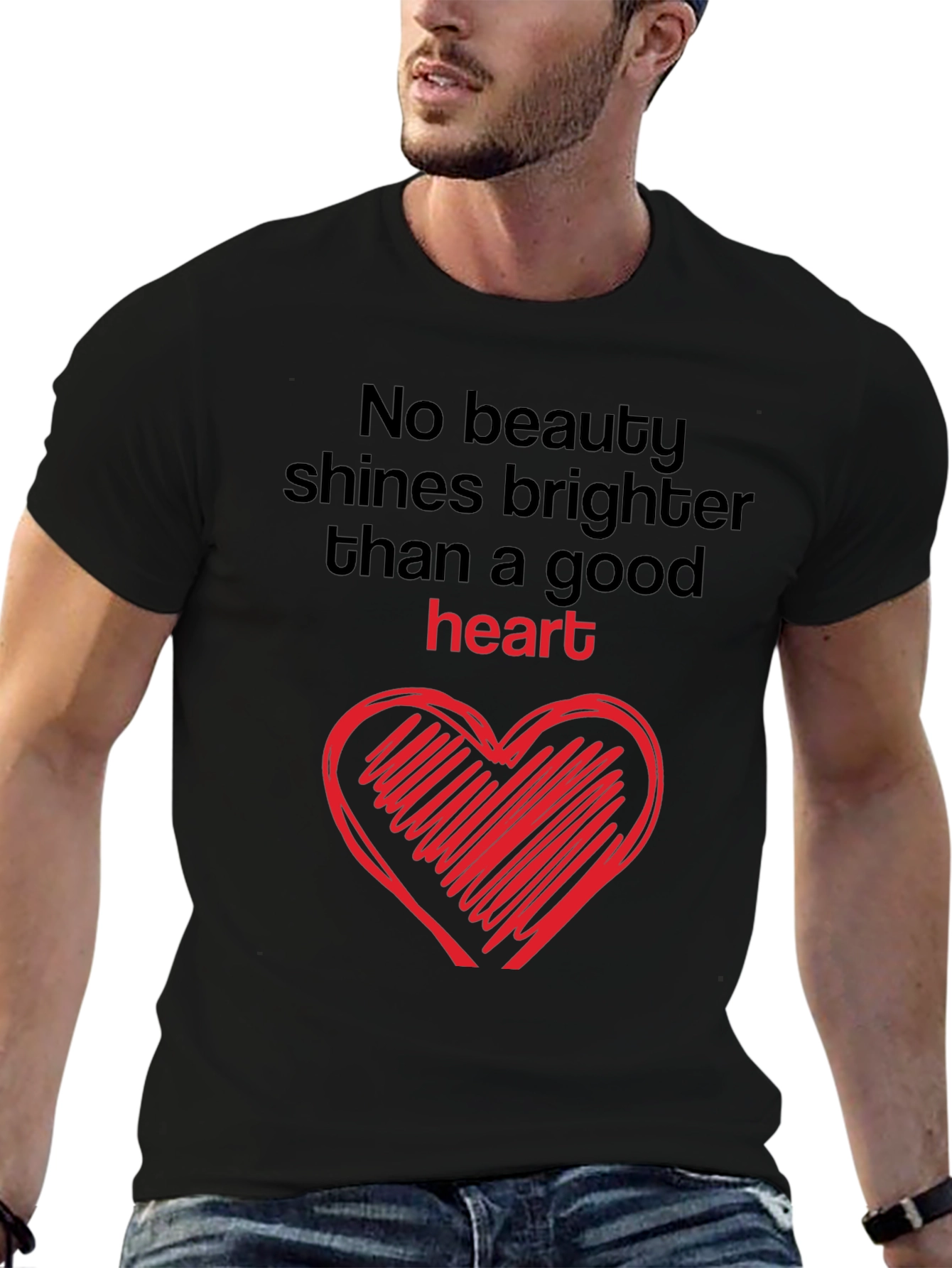 Good Heart Graphic Tee - Black Crew Neck