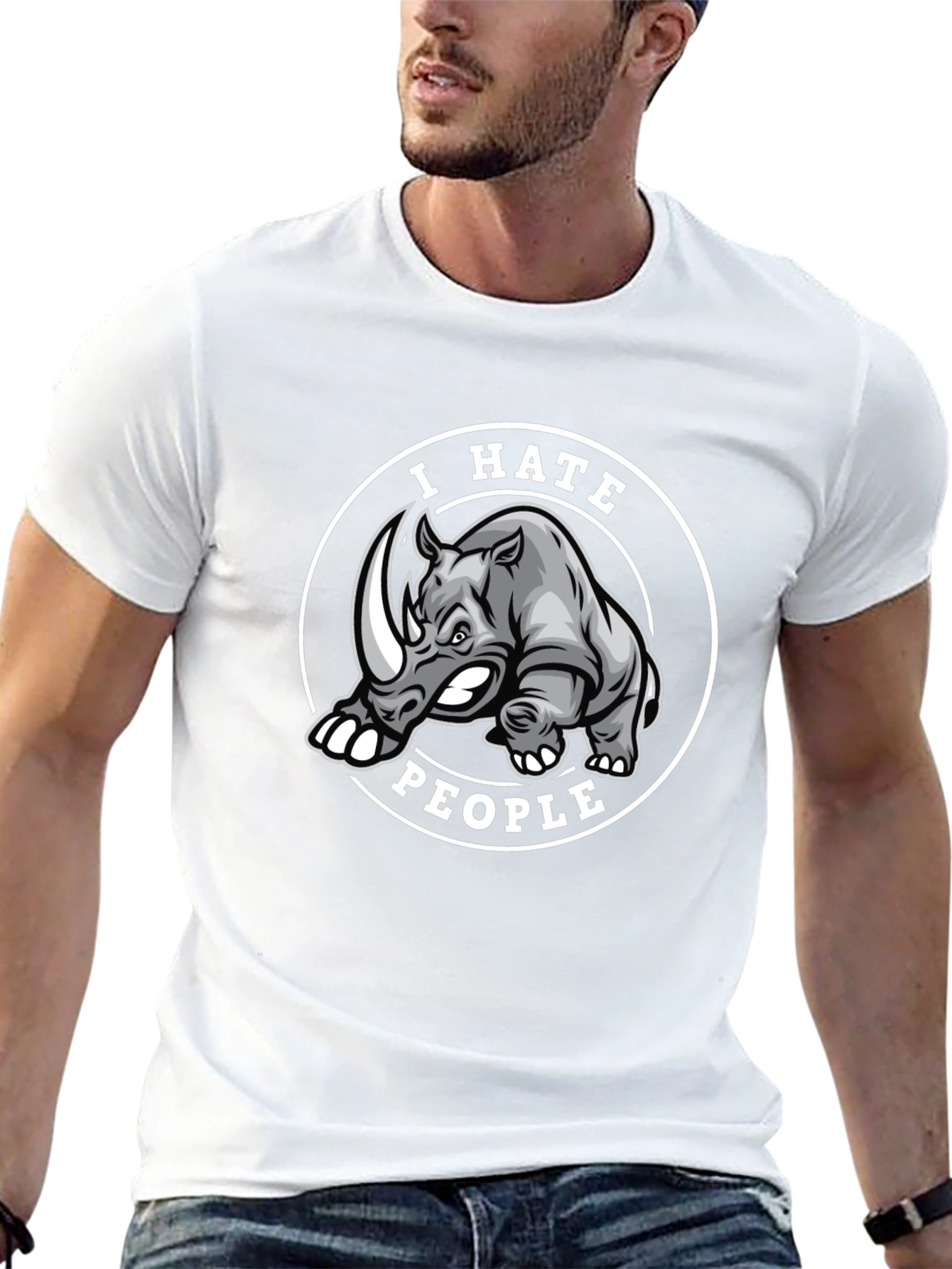I Hate People Rhino Graphic T-Shirt