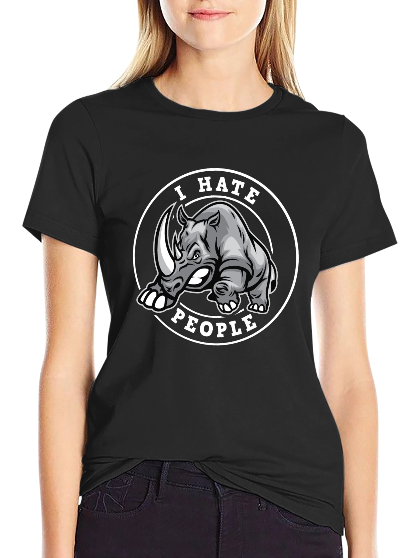 I Hate People Rhino Graphic T-Shirt