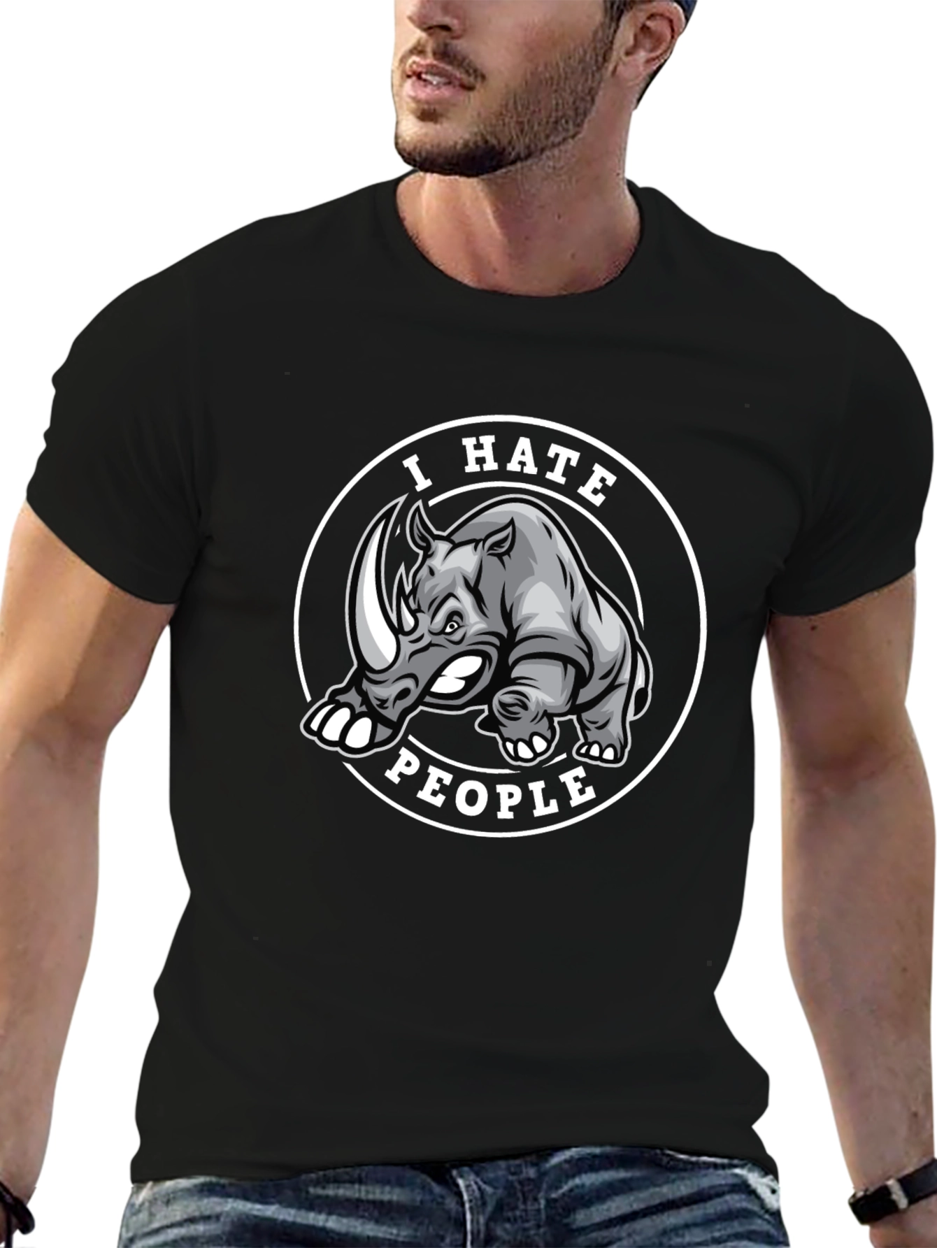 I Hate People Rhino Graphic T-Shirt