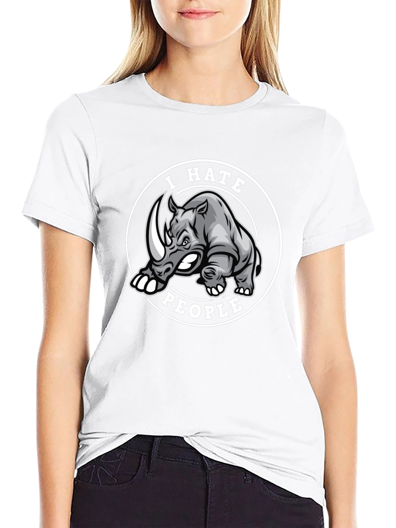 I Hate People Rhino Graphic T-Shirt