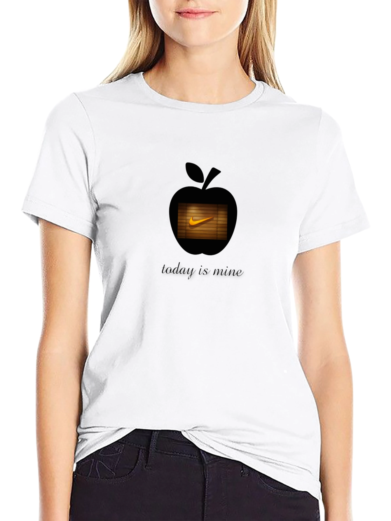 Mens Black Apple & Nike Graphic T-Shirt