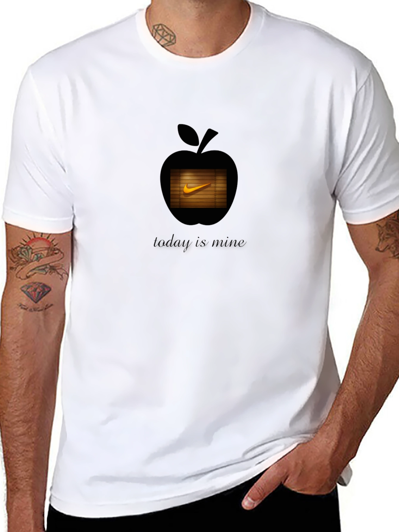 Mens Black Apple & Nike Graphic T-Shirt
