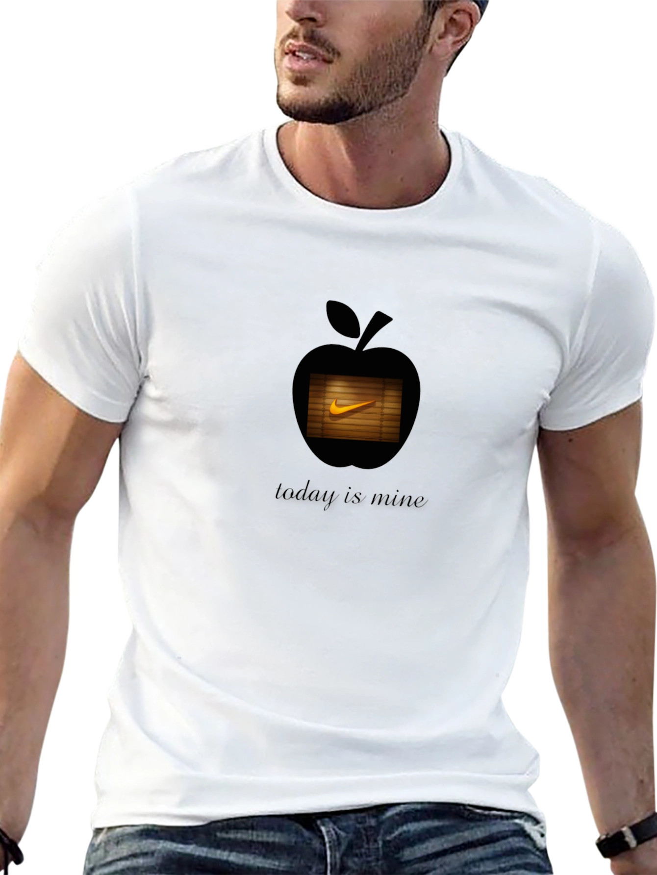Mens Black Apple & Nike Graphic T-Shirt
