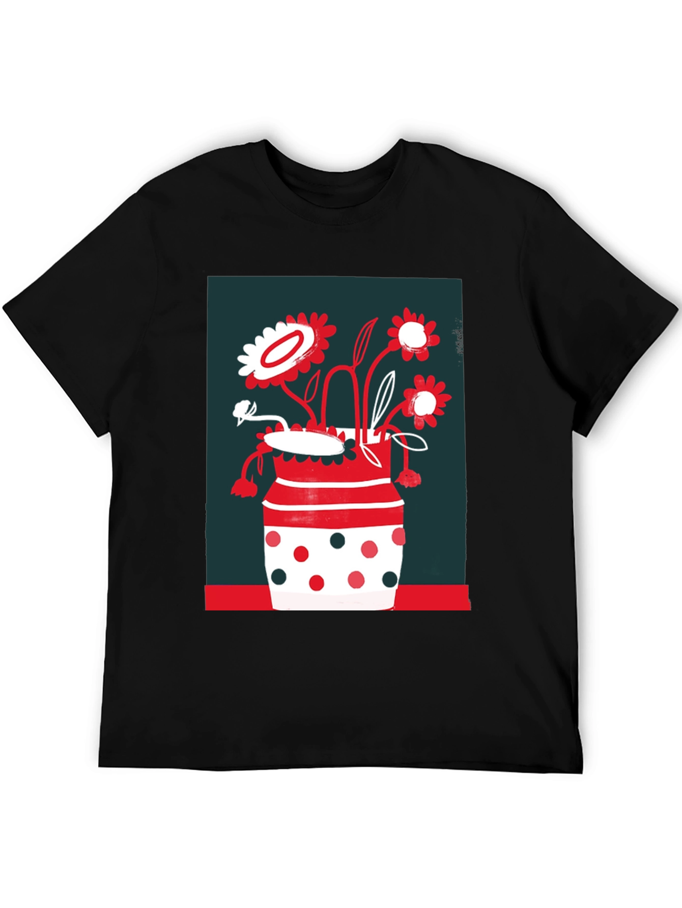 Floral Vase Graphic Tee - Unique Design