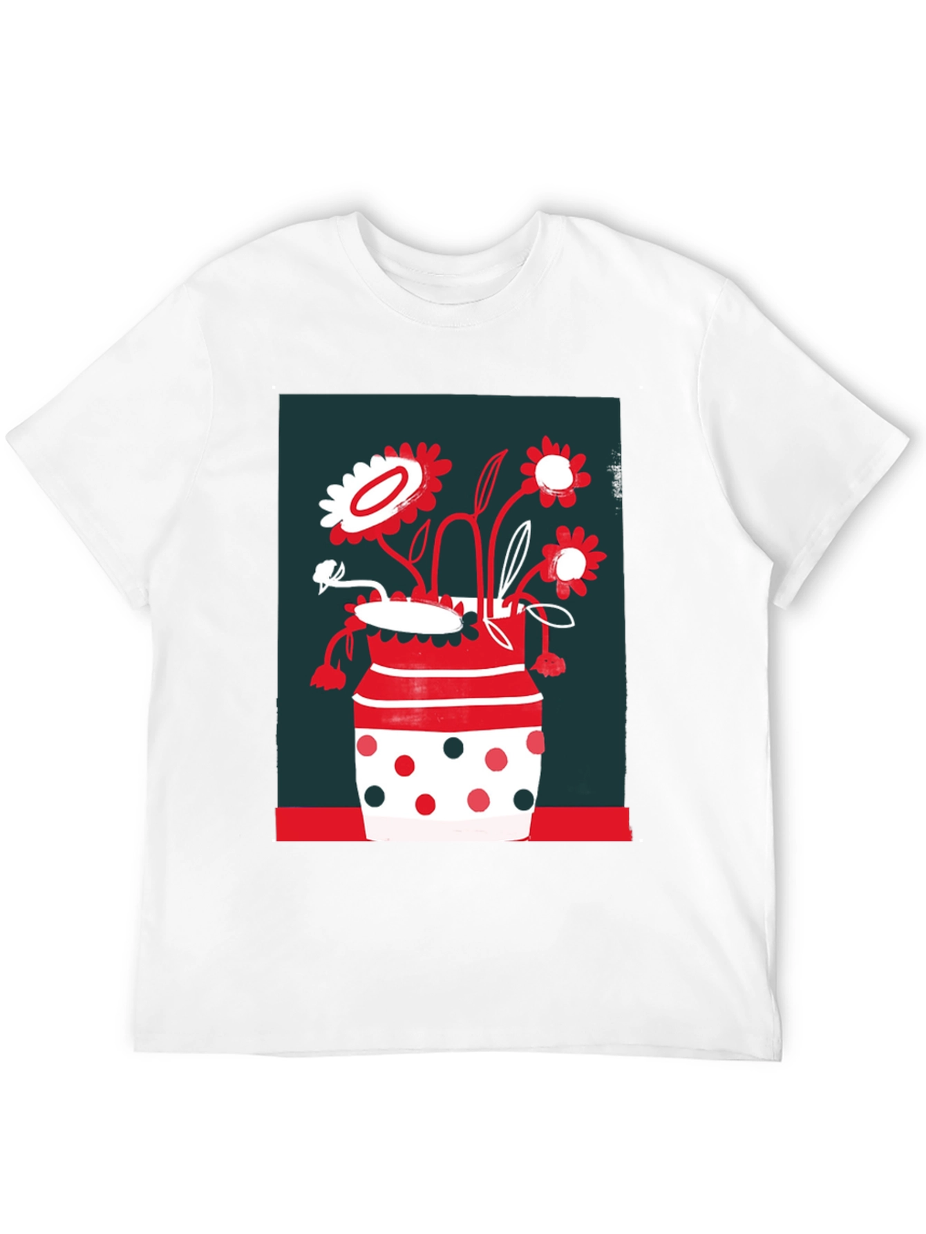 Floral Vase Graphic Tee - Unique Design