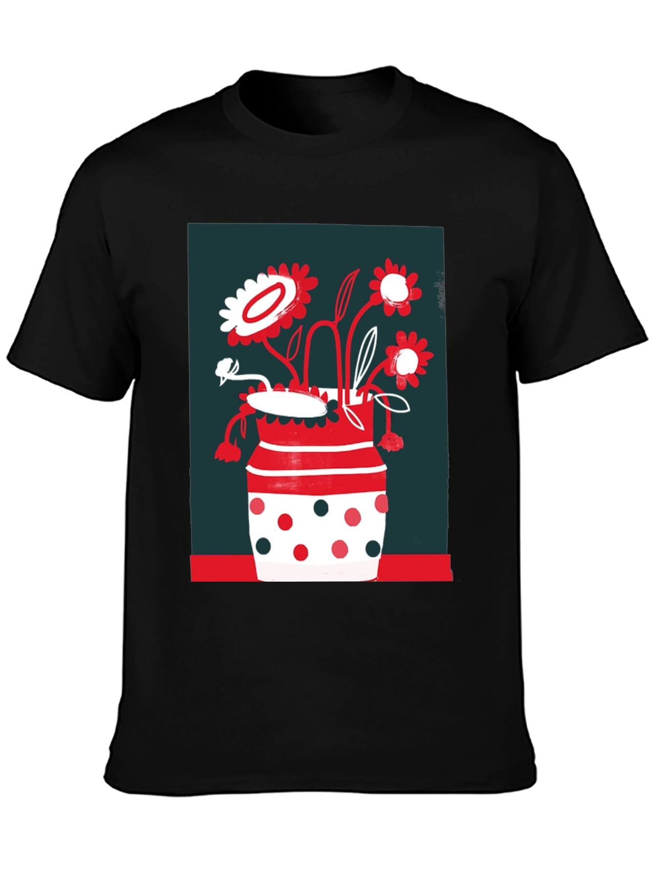 Floral Vase Graphic Tee - Unique Design
