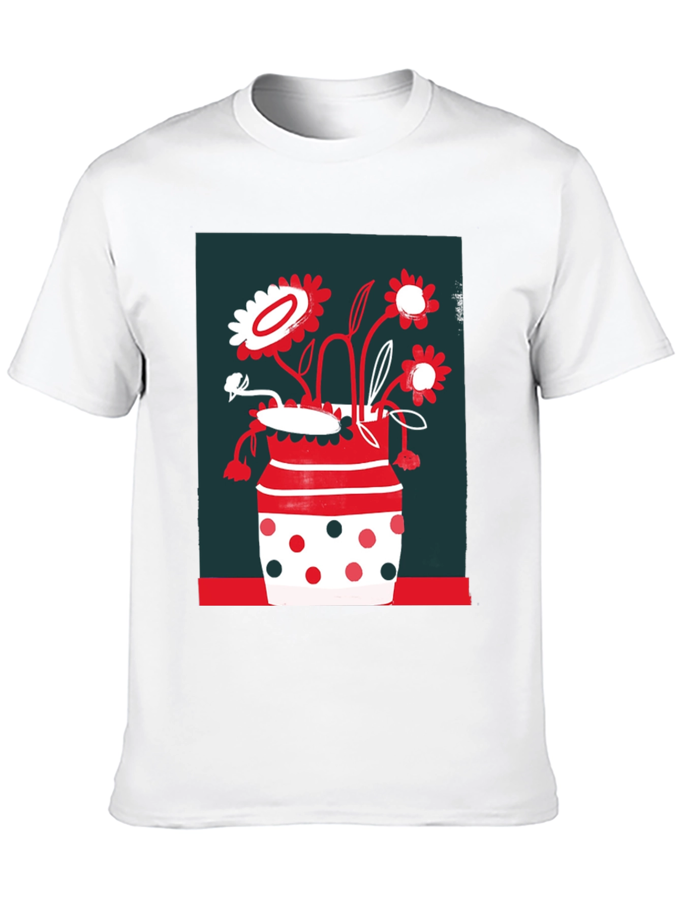 Floral Vase Graphic Tee - Unique Design