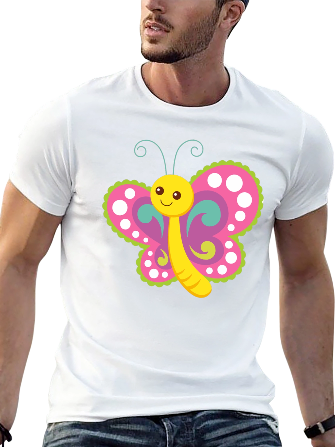 Cute Butterfly Graphic T-Shirt - Black
