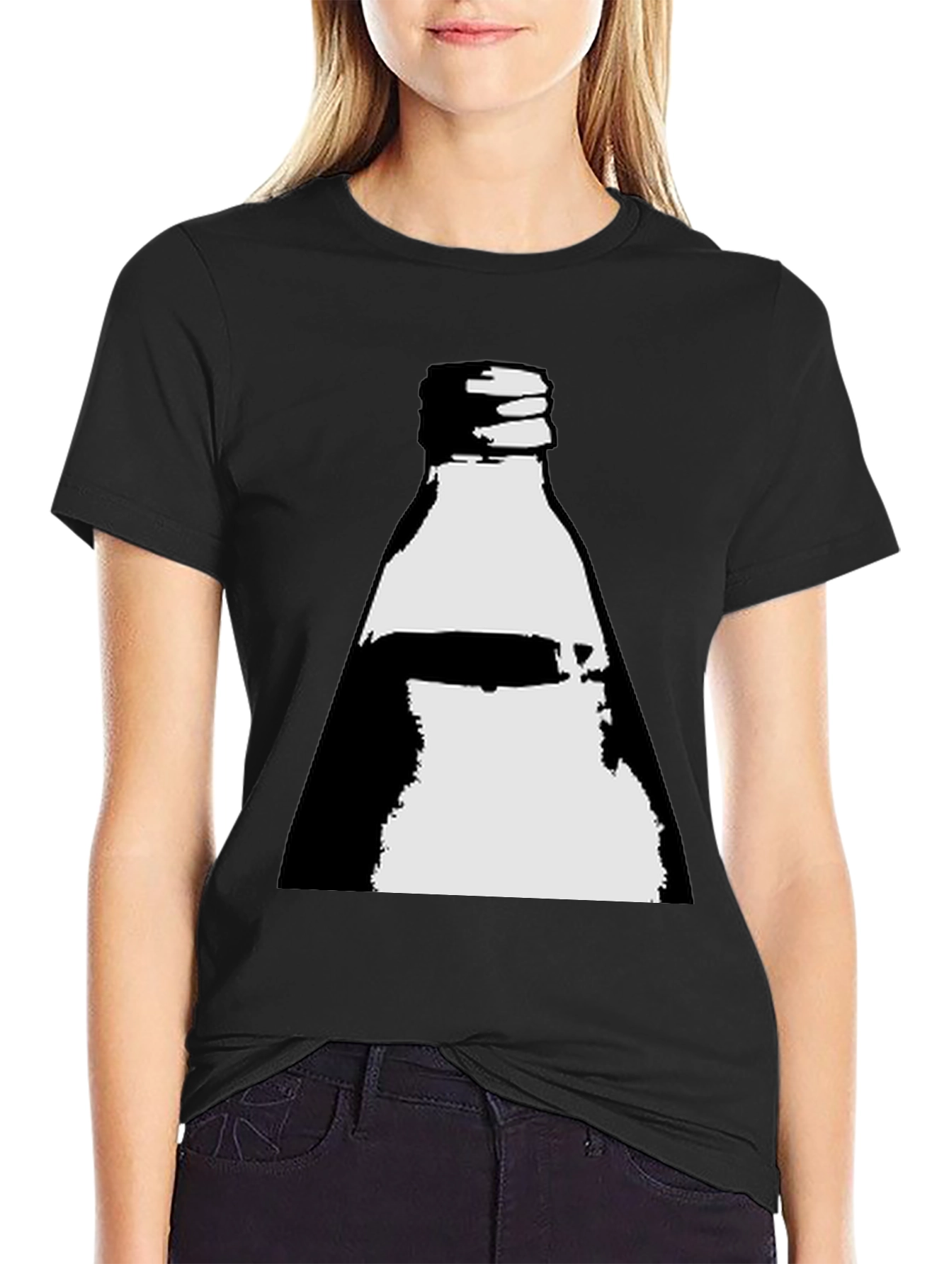 Bottle Graphic Tee - Black Cotton Blend