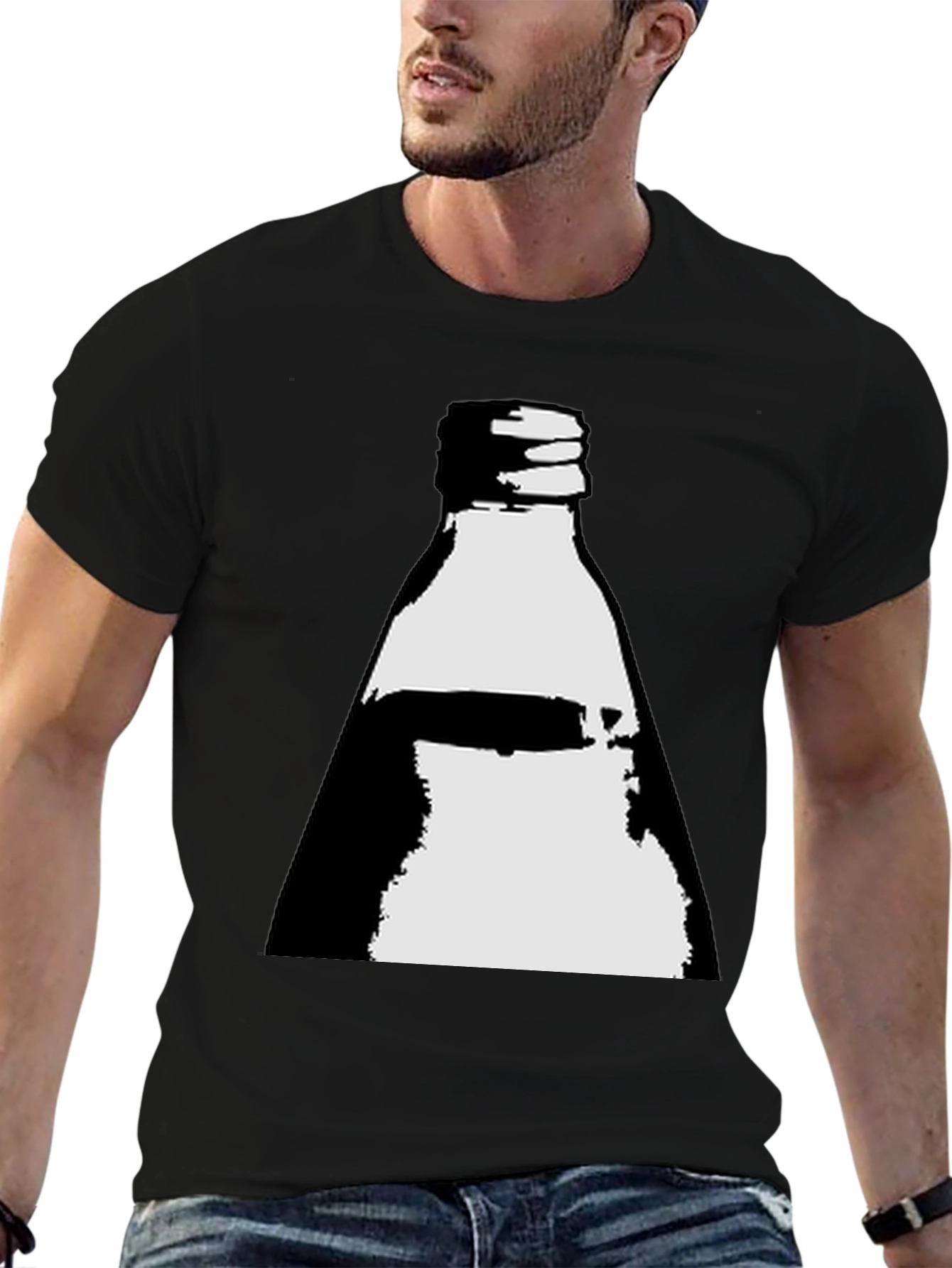 Bottle Graphic Tee - Black Cotton Blend