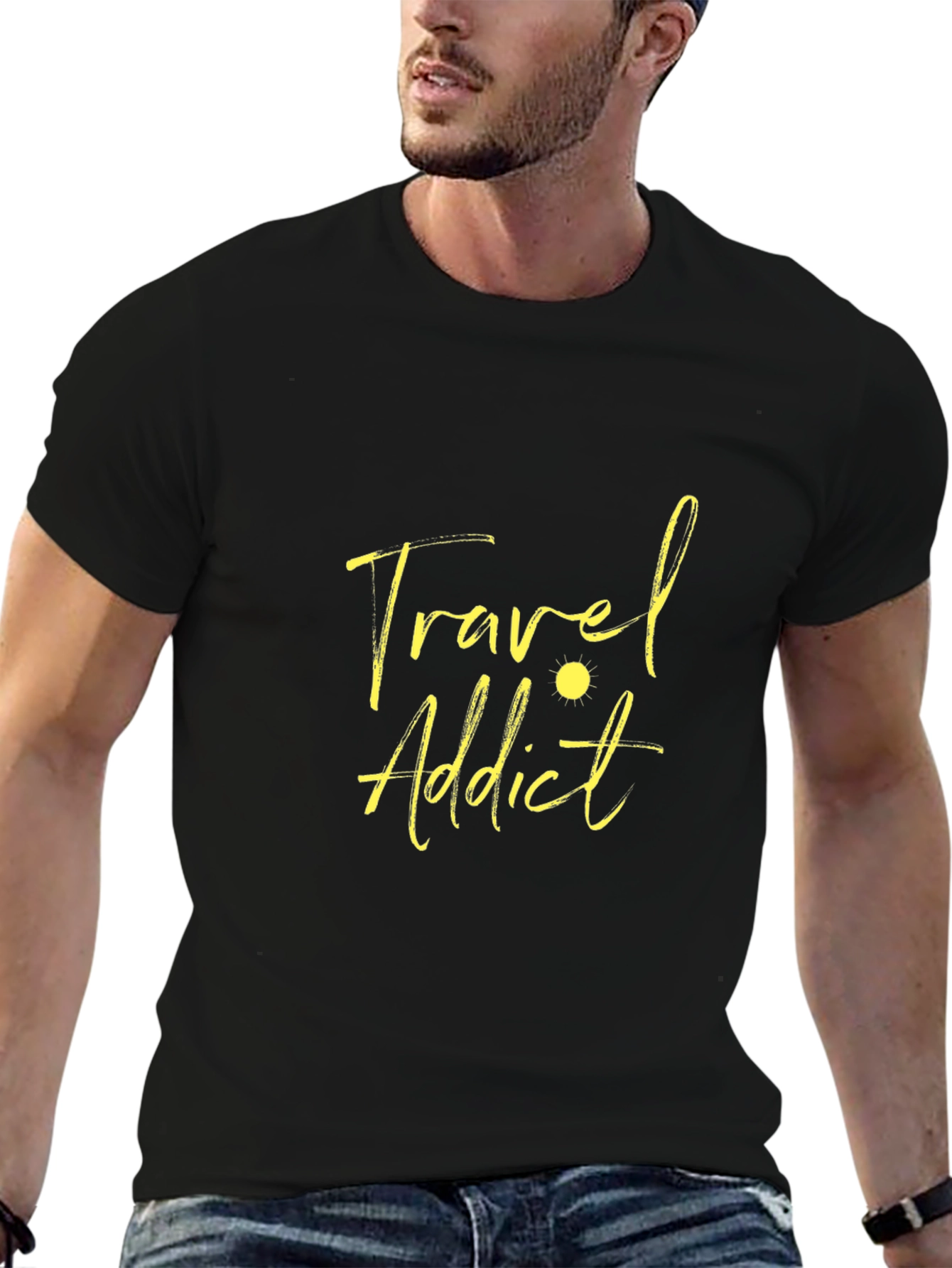Travel Addict Graphic Tee - Black
