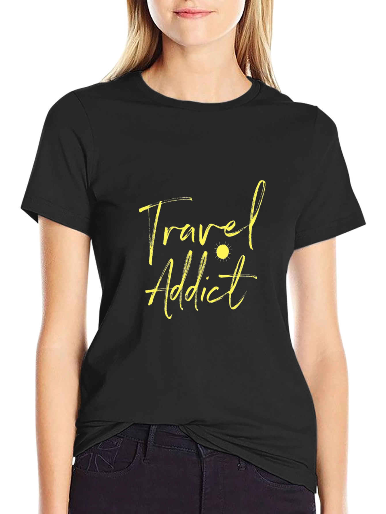 Travel Addict Graphic Tee - Black