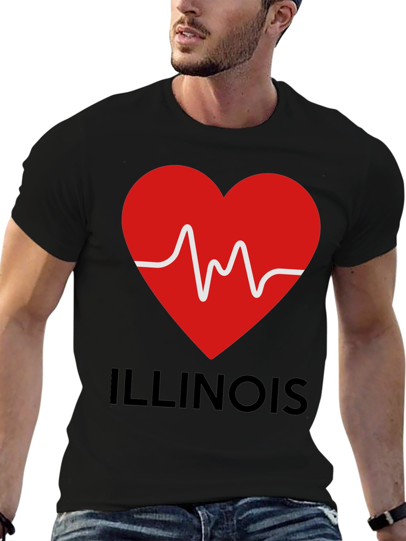 Illinois Heartbeat T-Shirt - Black