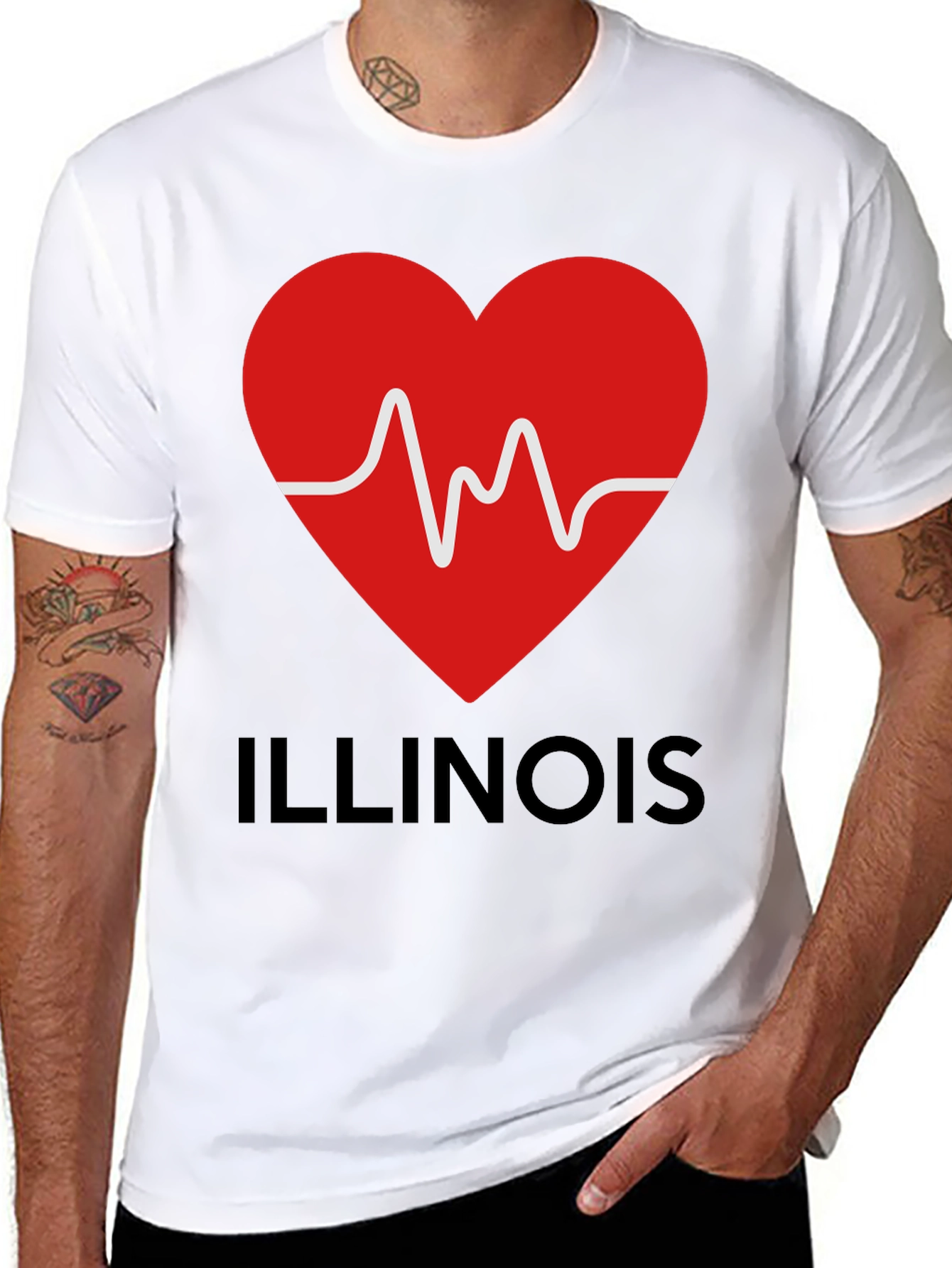 Illinois Heartbeat T-Shirt - Black