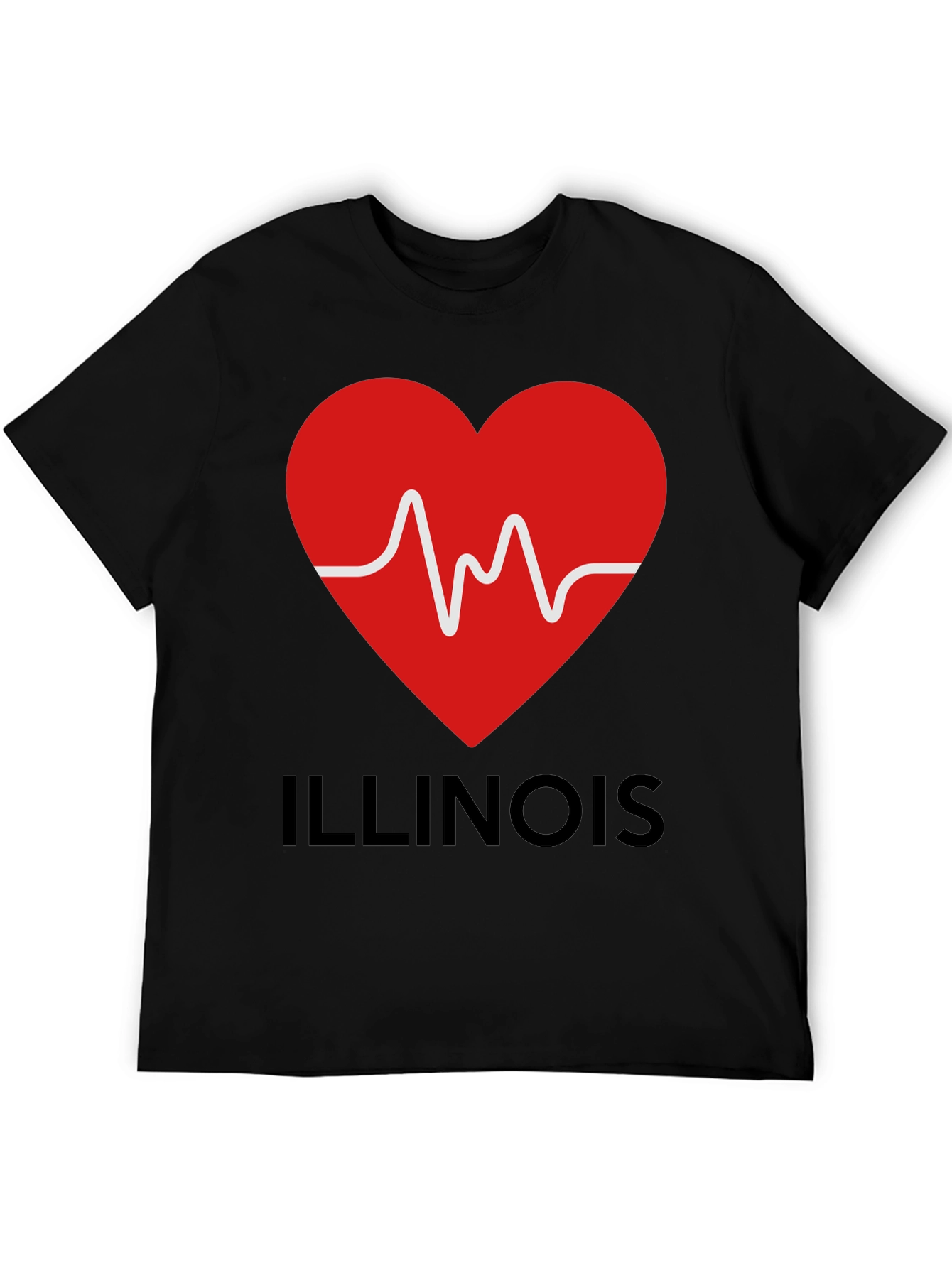 Illinois Heartbeat T-Shirt - Black