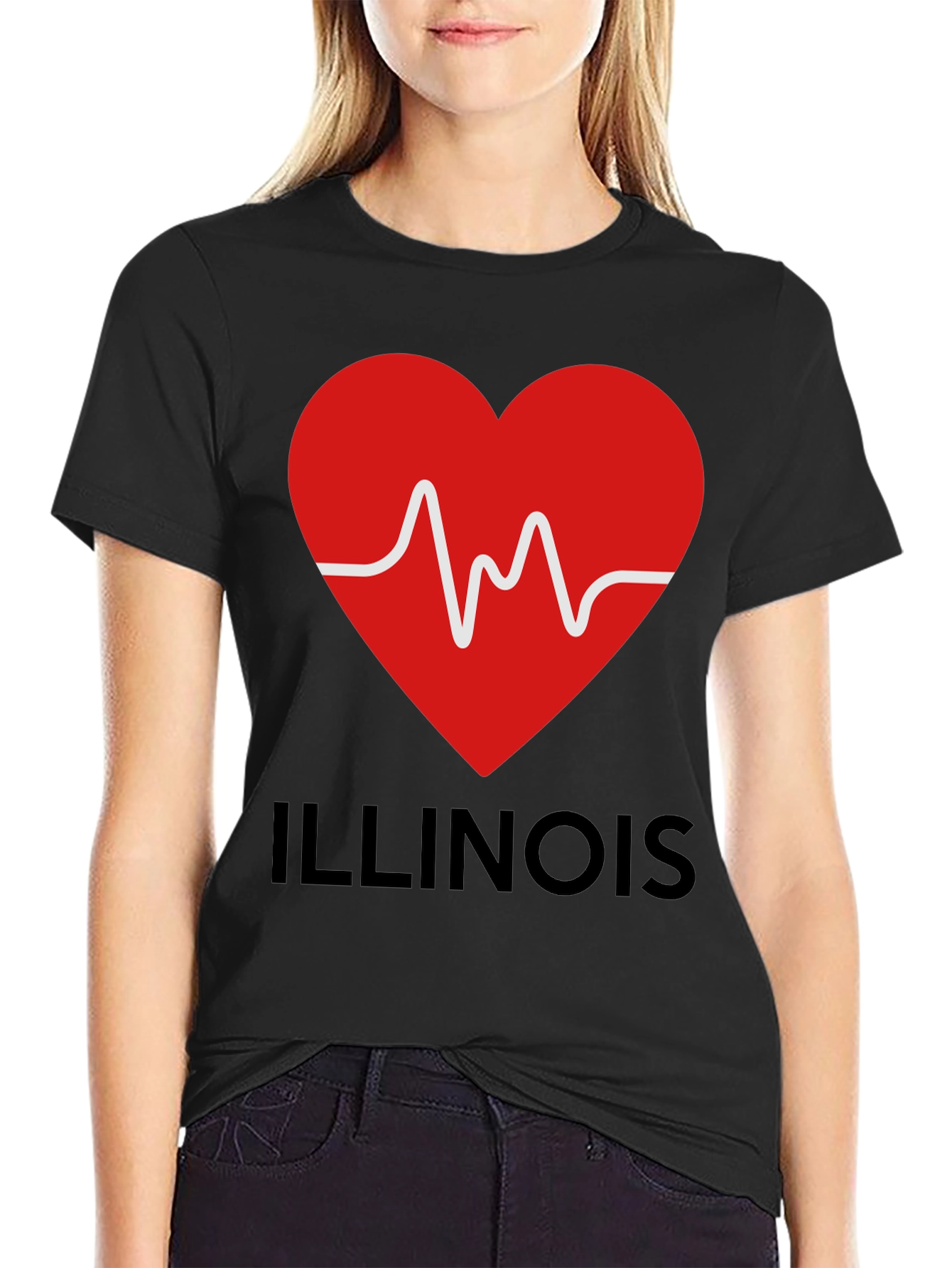 Illinois Heartbeat T-Shirt - Black