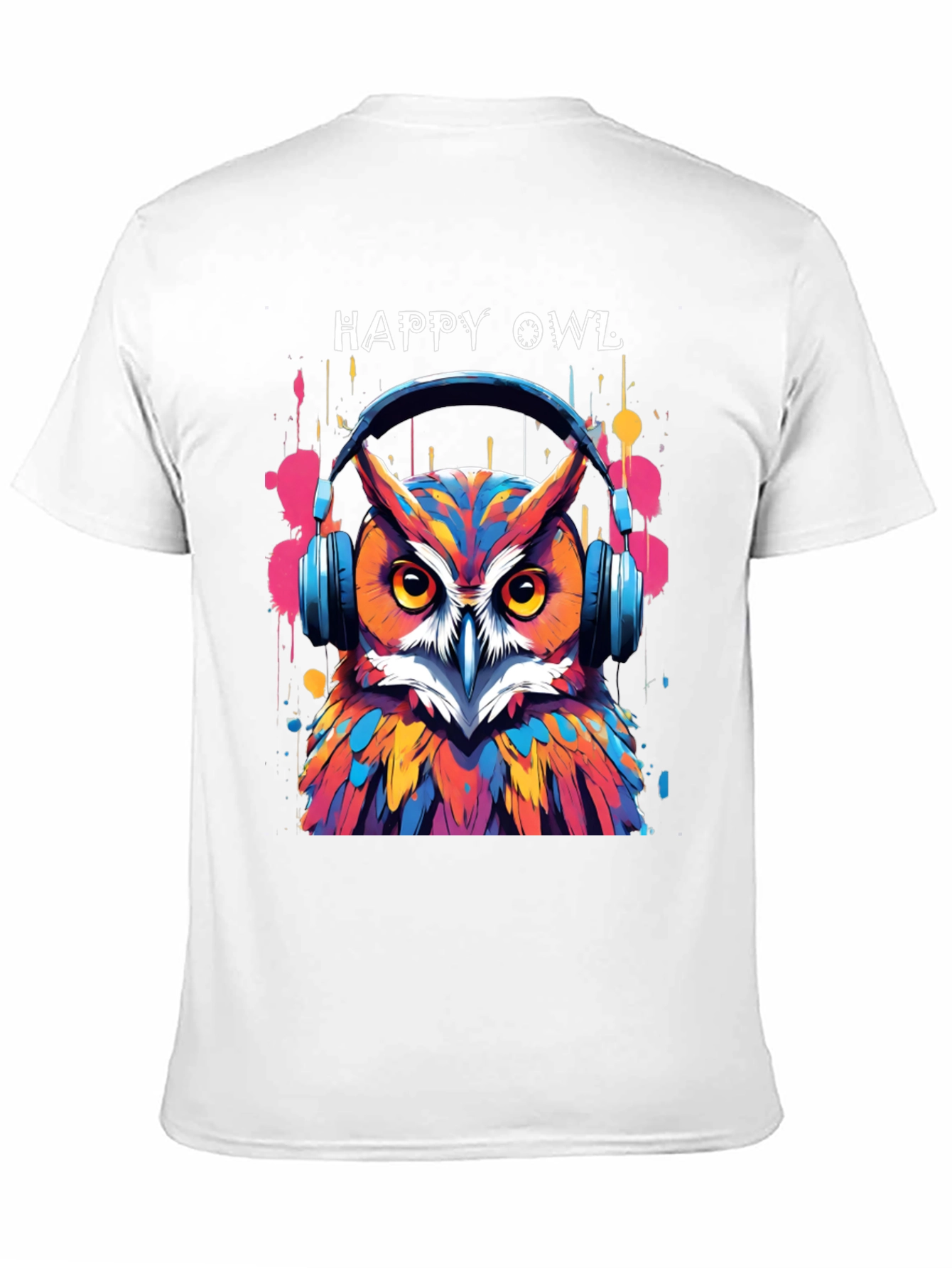 Happy Owl Graphic Tee - Cool Headphone Design!
