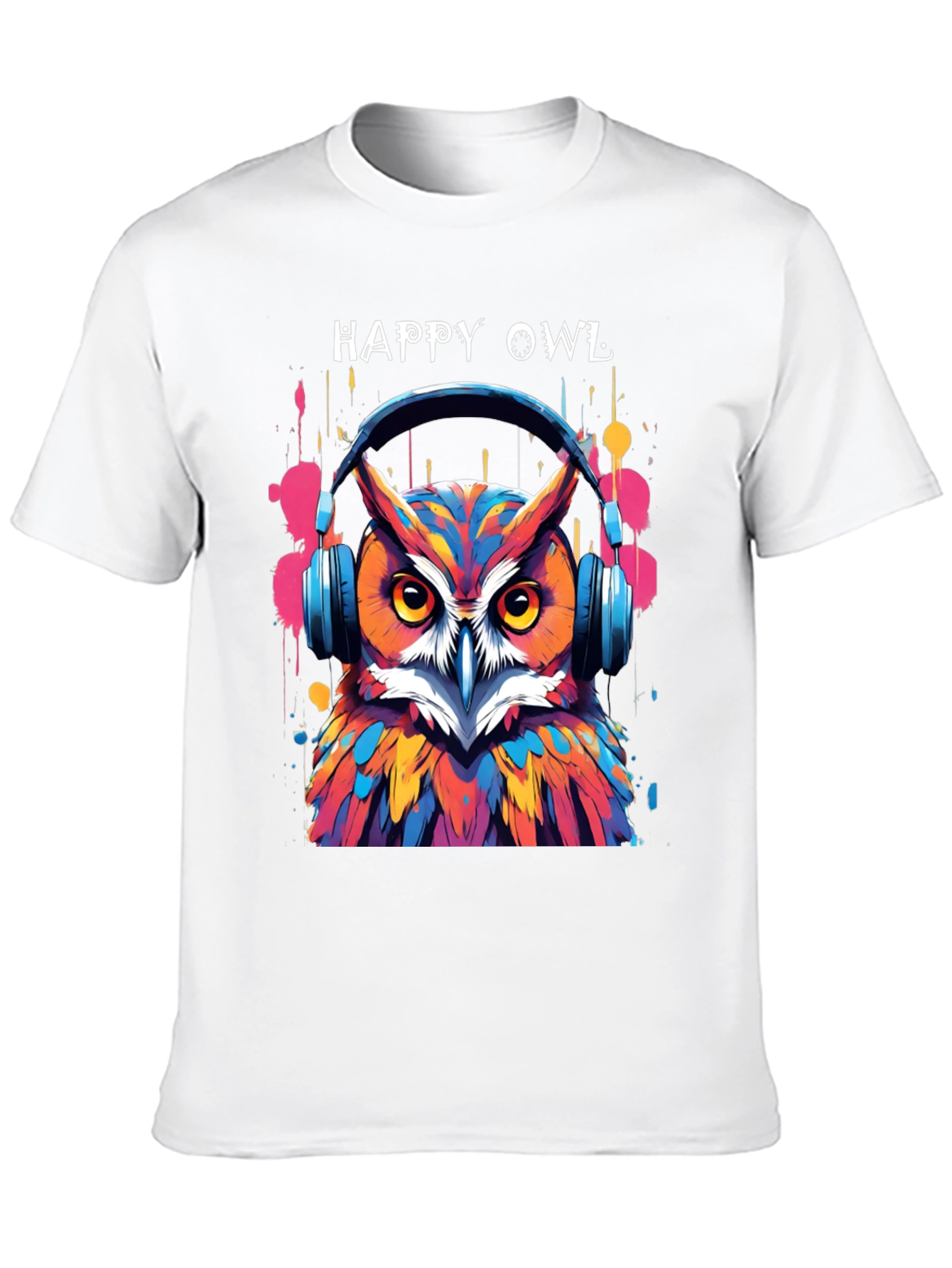 Happy Owl Graphic Tee - Cool Headphone Design!