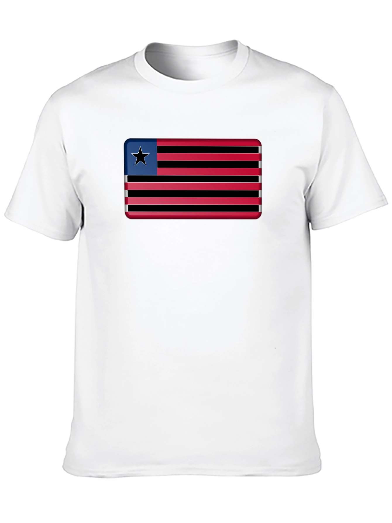 Liberia Flag Graphic T-Shirt - Black Cotton Tee