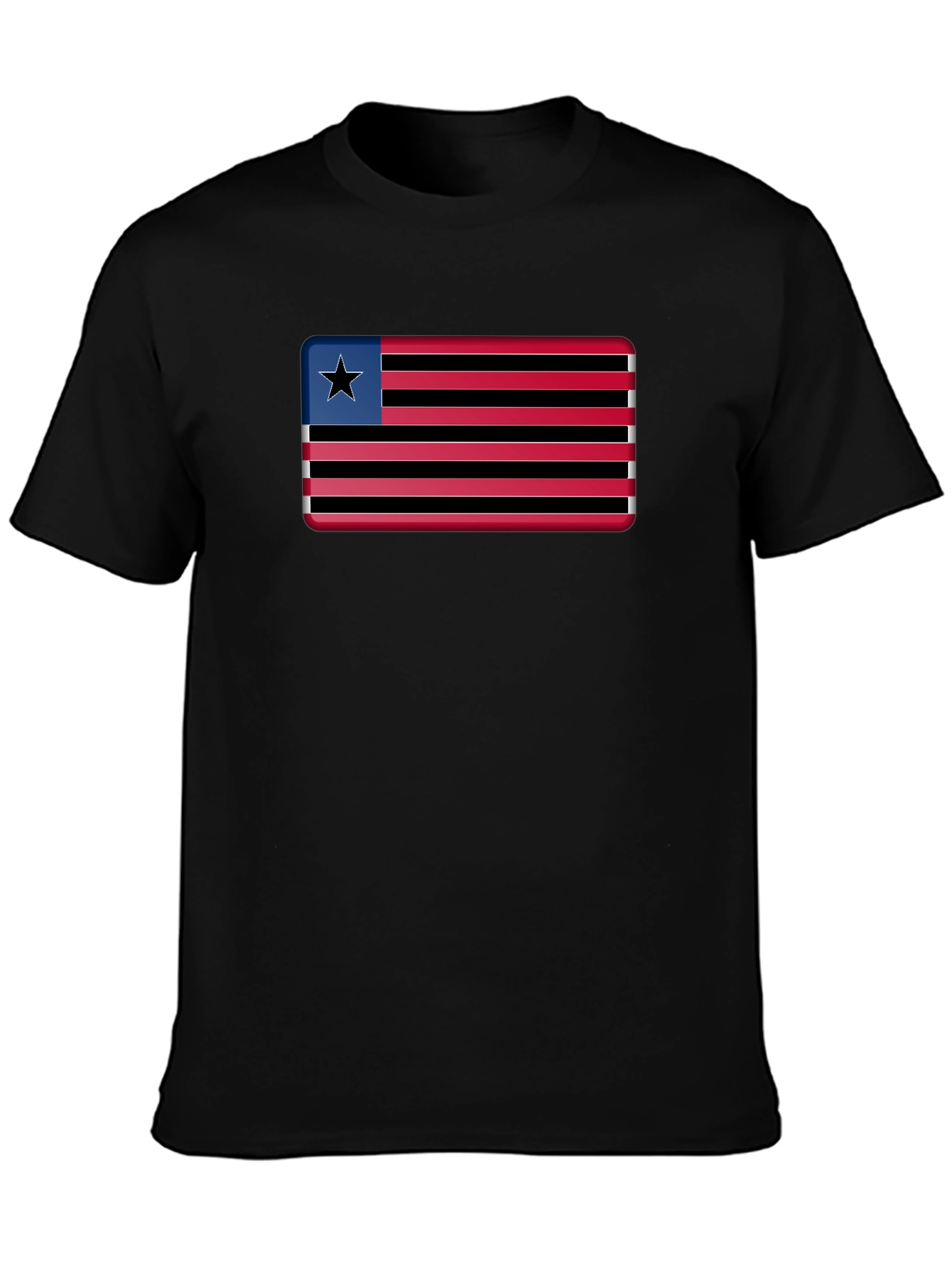 Liberia Flag Graphic T-Shirt - Black Cotton Tee