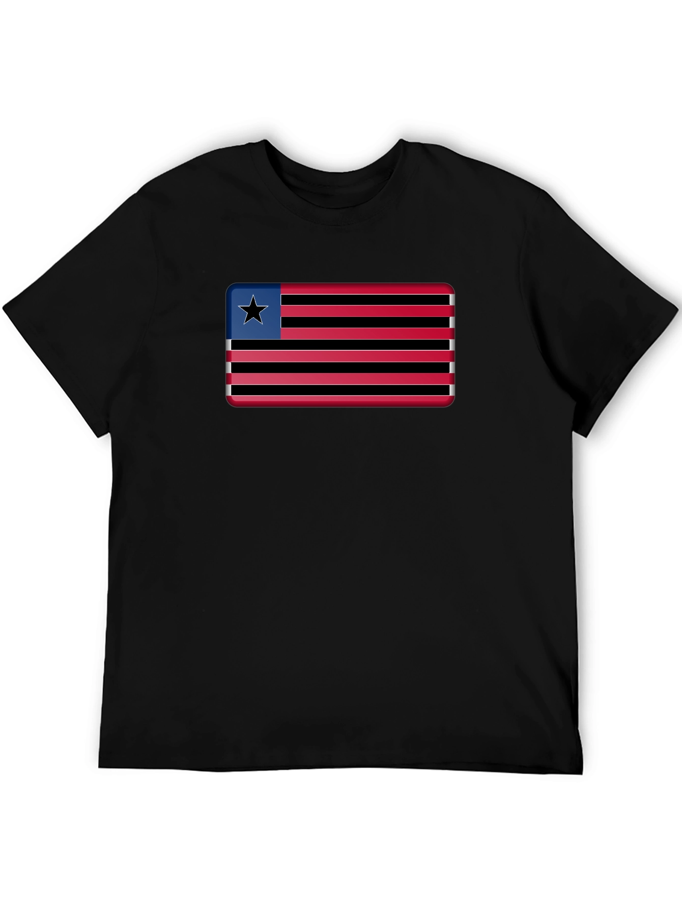 Liberia Flag Graphic T-Shirt - Black Cotton Tee