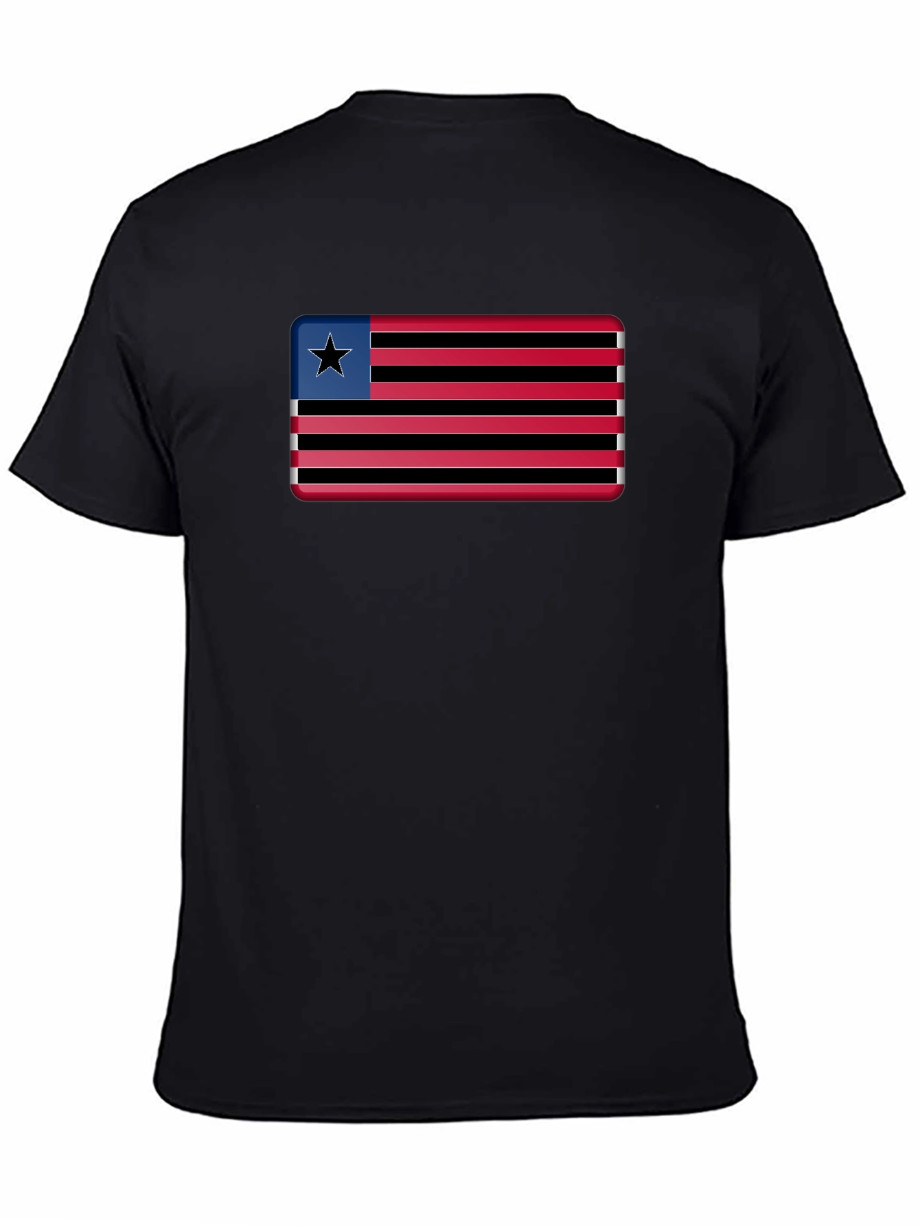 Liberia Flag Graphic T-Shirt - Black Cotton Tee
