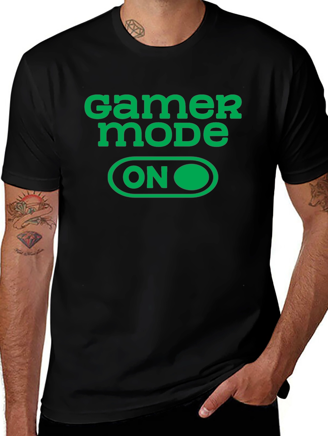 Gamer Mode ON Graphic Tee - Black Cotton T-Shirt
