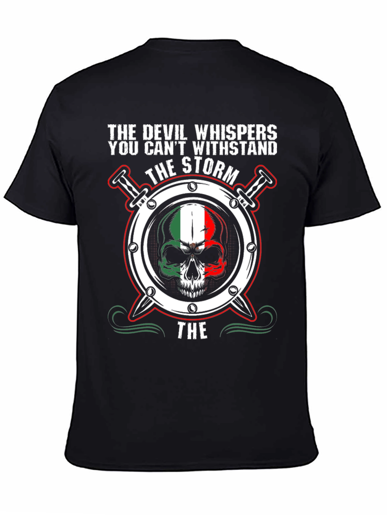 Devil Whispers Skull Graphic Tee - Black