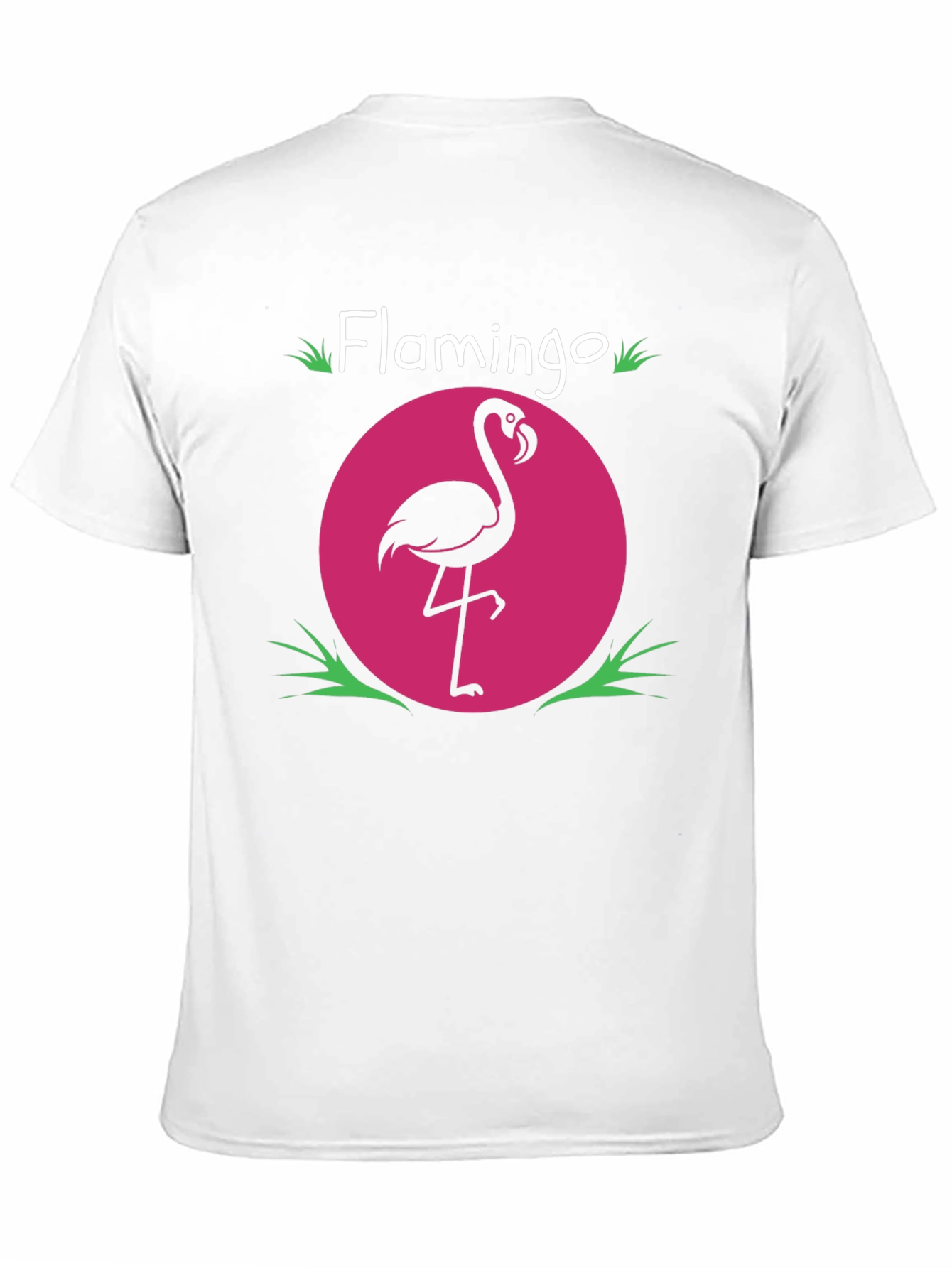 Flamingo Graphic Tee - Pink Circle Design Black T-Shirt