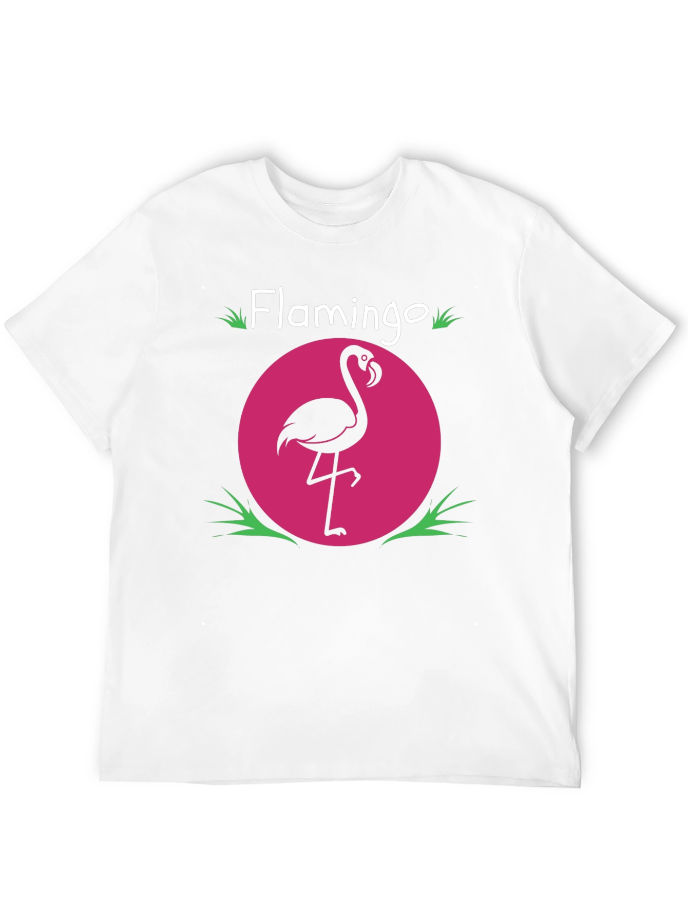 Flamingo Graphic Tee - Pink Circle Design Black T-Shirt